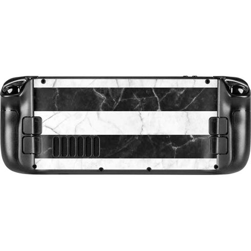 Black and White Striped Marble Steam Deck Handheld Gaming Computer OLED Skin