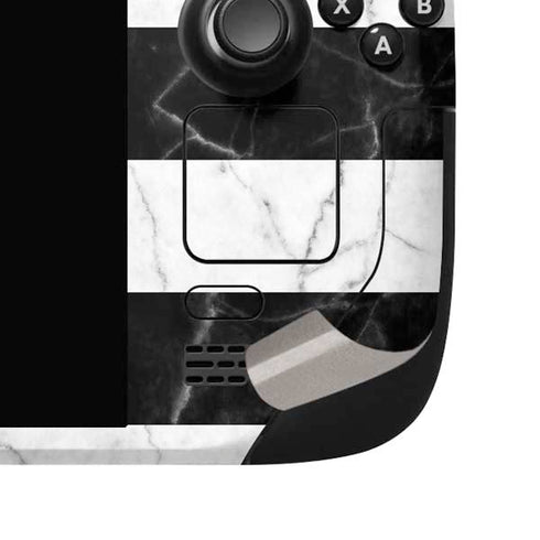 Black and White Striped Marble Steam Deck Handheld Gaming Computer OLED Skin