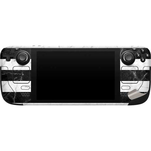 Black and White Striped Marble Steam Deck Handheld Gaming Computer Skin