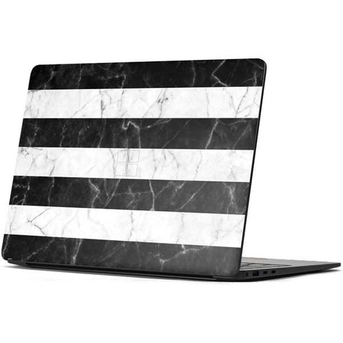 Black and White Striped Marble Surface Laptop 7 15in Skin