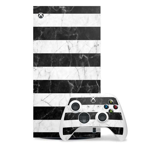 Black and White Striped Marble Xbox Series X Skins