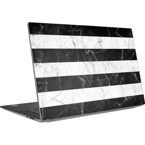 Black and White Striped Marble Dell XPS Skin