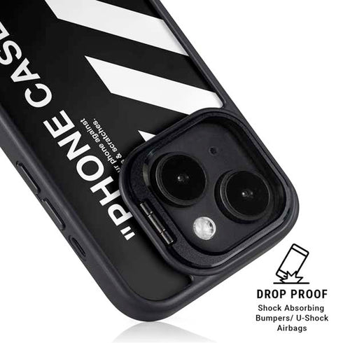 Black and White Stripes iPhone 15 Kickstand Case