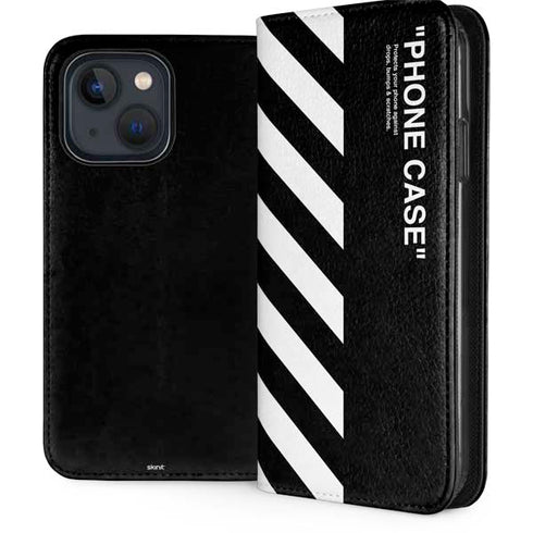 Black and White Stripes iPhone 15 Plus Folio Case