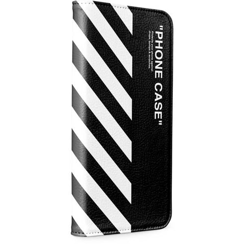 Black and White Stripes iPhone 15 Plus Folio Case