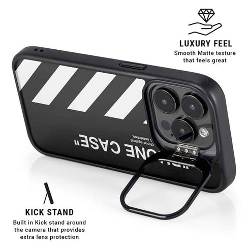 Black and White Stripes iPhone 15 Pro Kickstand Case