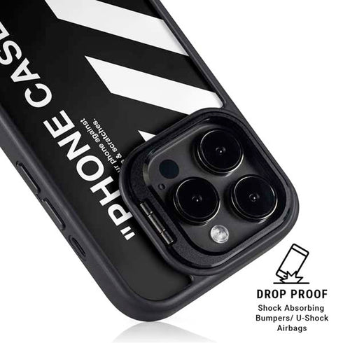 Black and White Stripes iPhone 15 Pro Kickstand Case