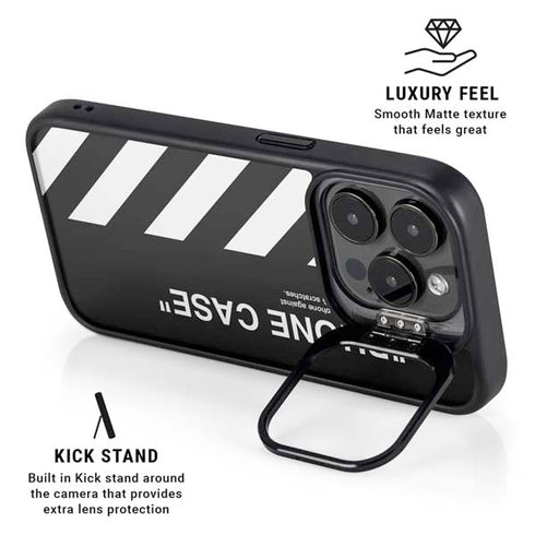 Black and White Stripes iPhone 15 Pro Max Kickstand Case