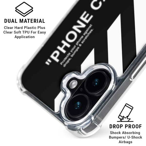 Black and White Stripes iPhone 16 Plus Clear Case