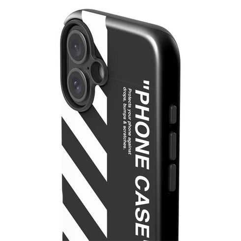 Black and White Stripes iPhone 16 Plus Impact Case