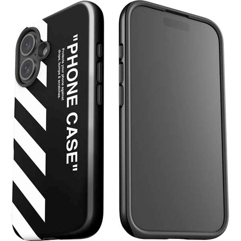 Black and White Stripes iPhone 16 Plus Impact Case