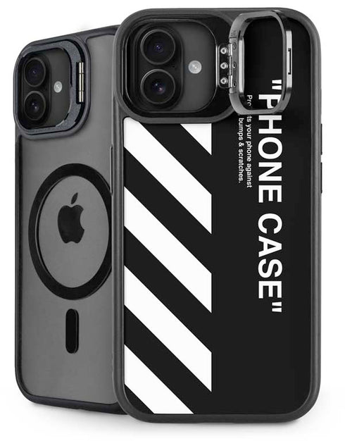 Black and White Stripes iPhone 16 Plus Kickstand Case
