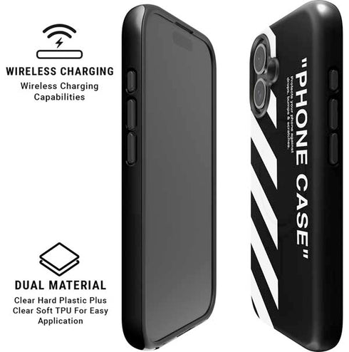 Black and White Stripes iPhone 16 Plus Magsafe Impact Case