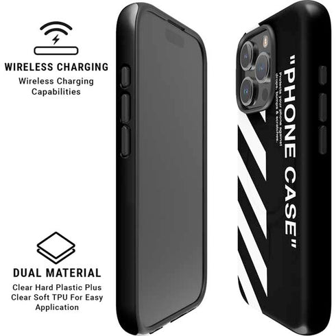 Black and White Stripes iPhone 16 Pro Max Magsafe Impact Case