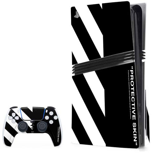 Black and White Stripes PS5 Pro Disk Bundle Skin