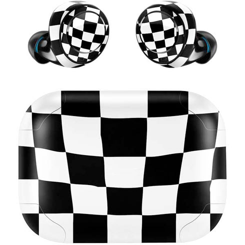 Black and White Zoomed Checkerboard Amazon Echo Buds Skin