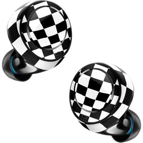 Black and White Zoomed Checkerboard Amazon Echo Buds Skin