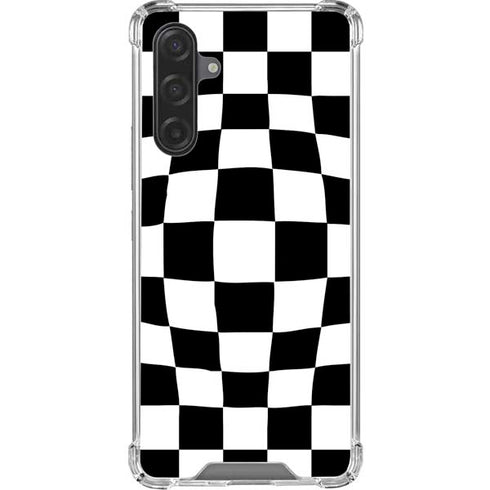 Black and White Zoomed Checkerboard Galaxy A17 Clear Case