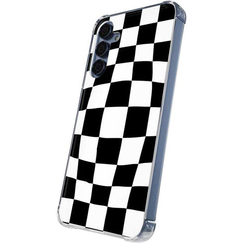Black and White Zoomed Checkerboard Galaxy A55 5G Clear Case