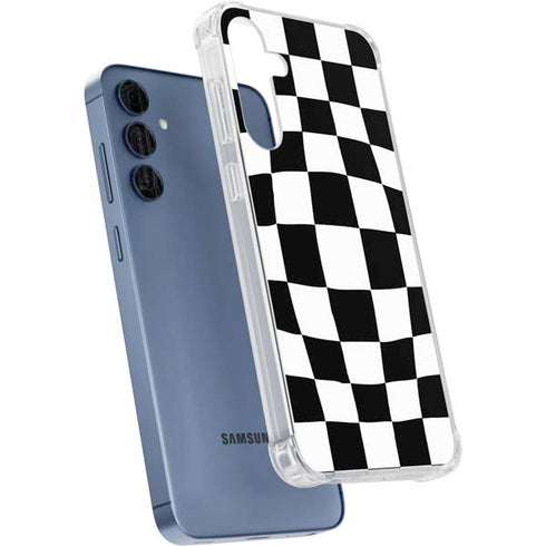 Black and White Zoomed Checkerboard Galaxy A55 5G Clear Case