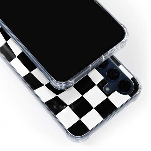 Black and White Zoomed Checkerboard Galaxy A55 5G Clear Case