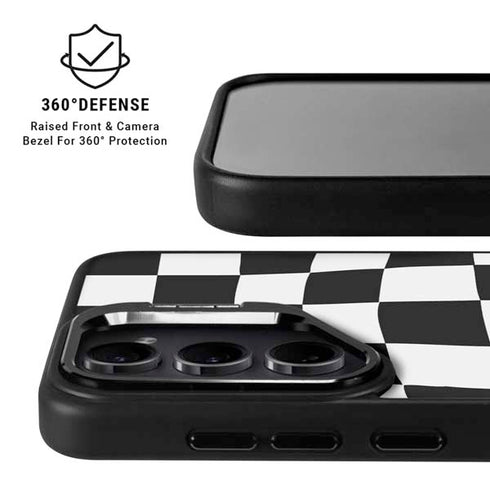 Black and White Zoomed Checkerboard Galaxy S24 FE Kickstand Case