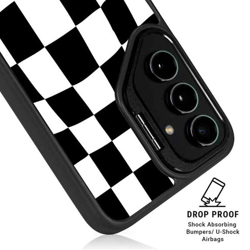 Black and White Zoomed Checkerboard Galaxy S24 FE Kickstand Case