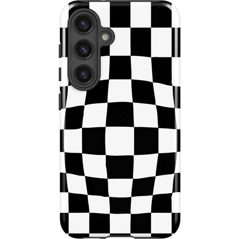 Black and White Zoomed Checkerboard Galaxy S25 Impact Case