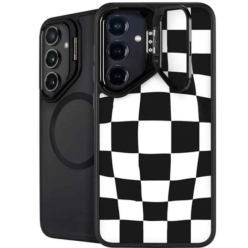 Black and White Zoomed Checkerboard Galaxy S25 Kickstand Case