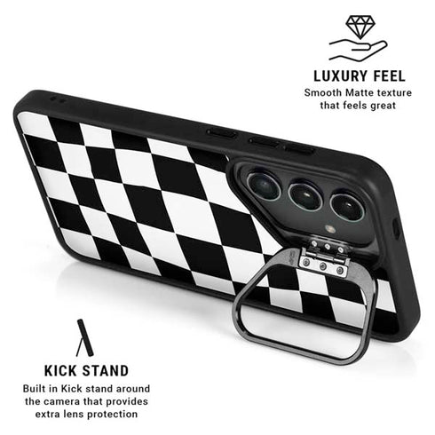 Black and White Zoomed Checkerboard Galaxy S24 Plus Kickstand Case
