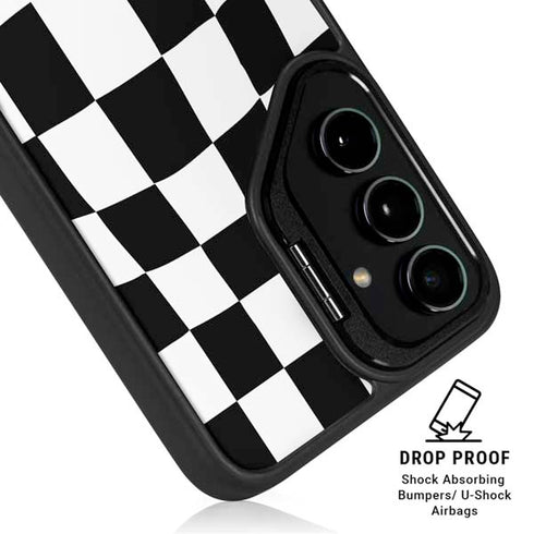 Black and White Zoomed Checkerboard Galaxy S25 Plus Kickstand Case