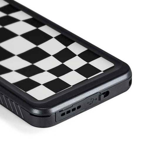 Black and White Zoomed Checkerboard Galaxy S24 Plus Waterproof Case