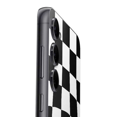 Black and White Zoomed Checkerboard Galaxy S25 Skin