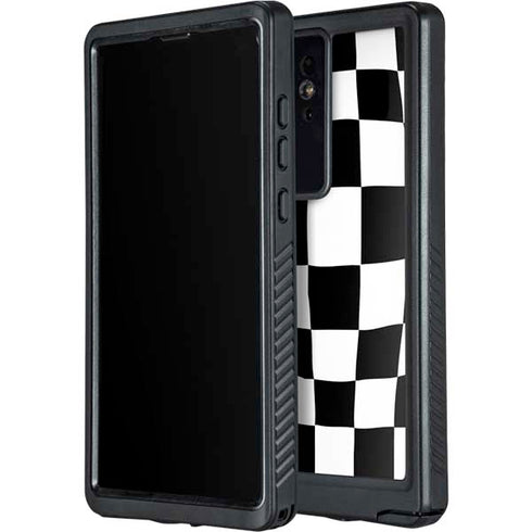 Black and White Zoomed Checkerboard Galaxy S24 Ultra Waterproof Case