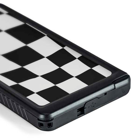 Black and White Zoomed Checkerboard Galaxy S24 Ultra Waterproof Case
