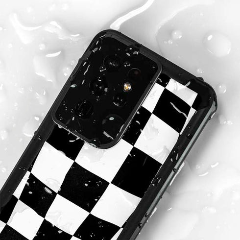 Black and White Zoomed Checkerboard Galaxy S24 Ultra Waterproof Case