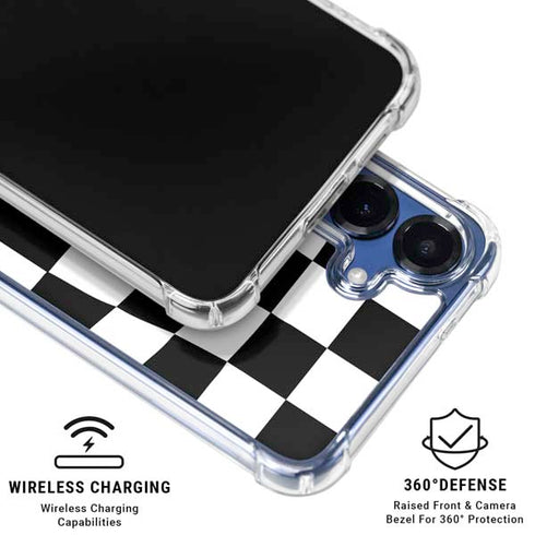 Black and White Zoomed Checkerboard Galaxy S25 Clear Case