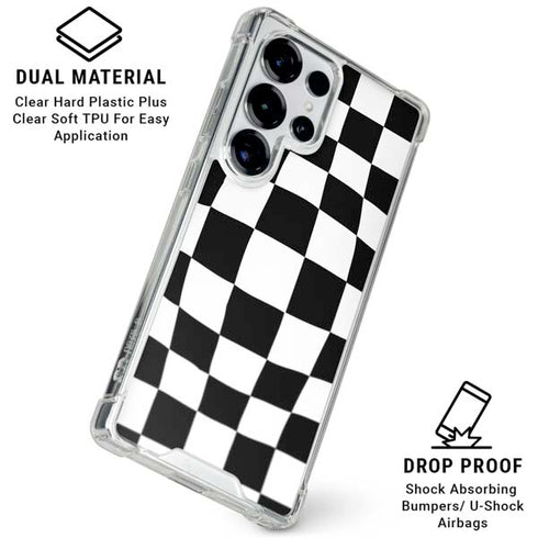 Black and White Zoomed Checkerboard Galaxy S25 Ultra Clear Case