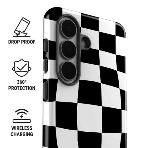 Black and White Zoomed Checkerboard Galaxy S26 Impact Case