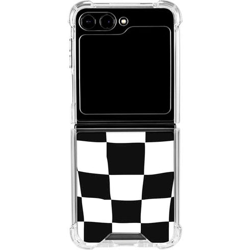 Black and White Zoomed Checkerboard Galaxy Z Flip6 Clear Case