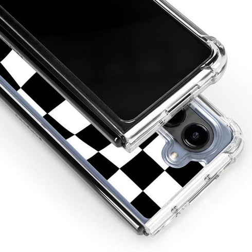 Black and White Zoomed Checkerboard Galaxy Z Fold5 5G Clear Case