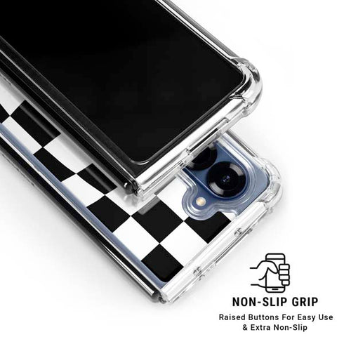 Black and White Zoomed Checkerboard Galaxy Z Fold6 Clear Case
