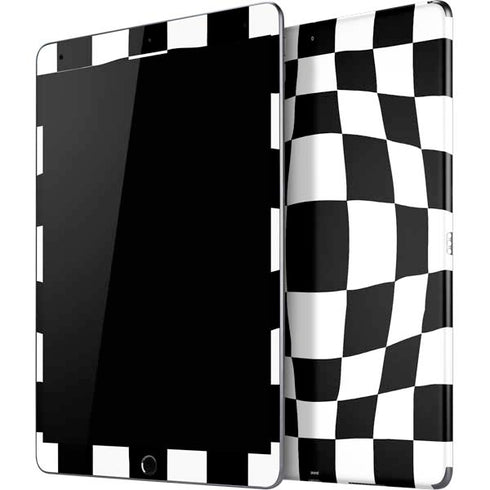 Black and White Zoomed Checkerboard iPad Skins