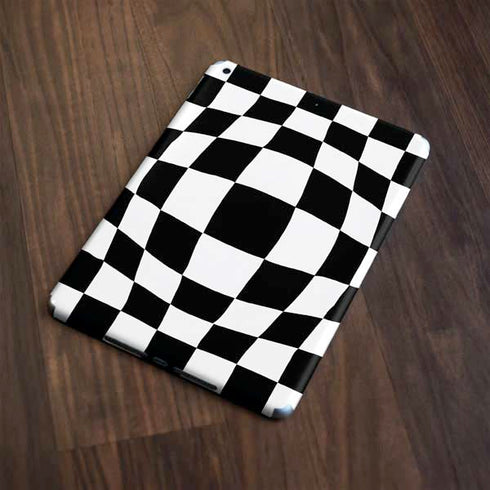 Black and White Zoomed Checkerboard Apple iPad Skin