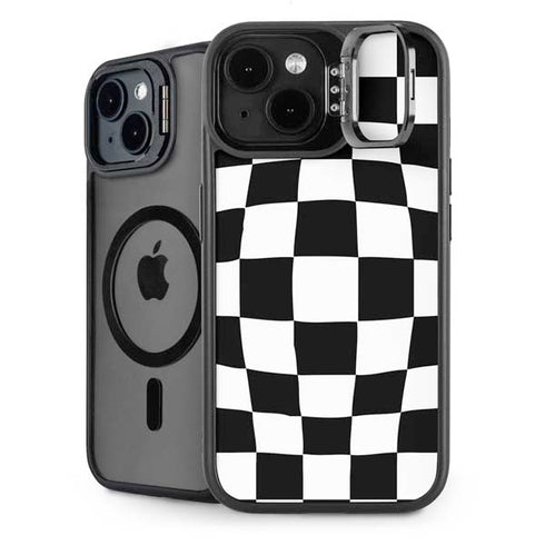 Black and White Zoomed Checkerboard iPhone 14 Kickstand Case