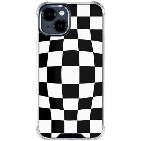 Black and White Zoomed Checkerboard iPhone 15 Clear Case