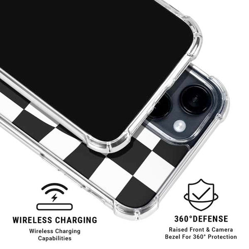 Black and White Zoomed Checkerboard iPhone 15 Clear Case