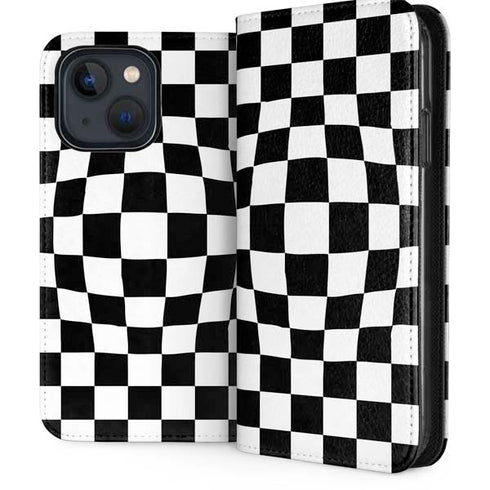 Black and White Zoomed Checkerboard iPhone 15 Folio Case