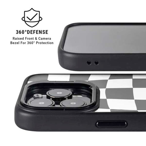 Black and White Zoomed Checkerboard iPhone 15 Pro Kickstand Case