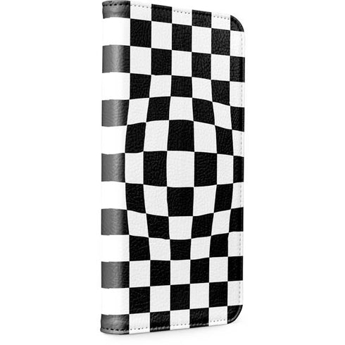 Black and White Zoomed Checkerboard iPhone 15 Pro Max Folio Case